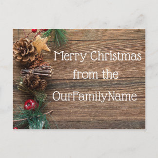 Creatieve houtnerf kerst aangepaste postkaart