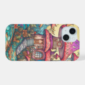 Creatieve Illustratie van Paddenstoelen Hut iPhone 15 Case (Achterkant horizontaal)