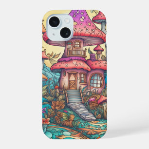 Creatieve Illustratie van Paddenstoelen Hut iPhone 15 Case
