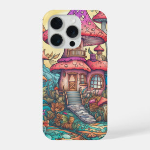 Creatieve Illustratie van Paddenstoelen Hut iPhone 15 Pro Case