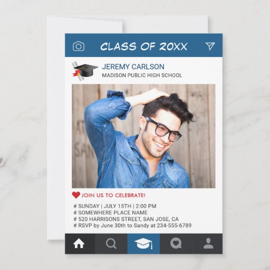 Creatieve Instagram Frame Foto Afstudeerfeest Kaart (Voorkant)
