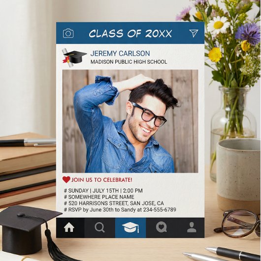 Creatieve Instagram Frame Foto Afstudeerfeest Kaart
