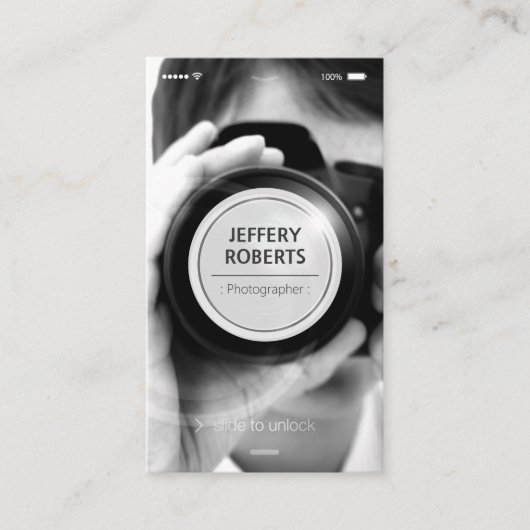 Creatieve iPhone iOS-stijl - Moderne fotograaf Visitekaartje (Voorkant)