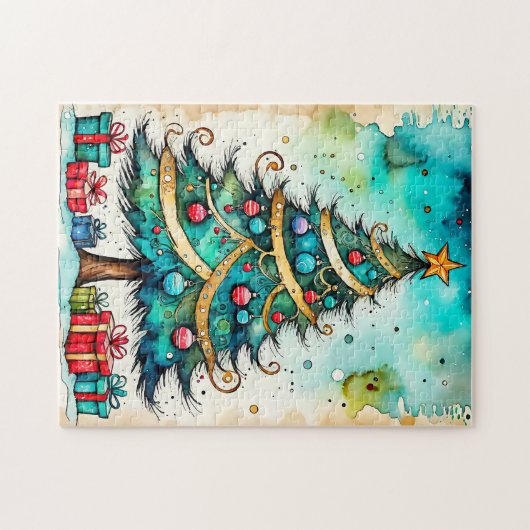  Creatieve Kerstboomtekening Legpuzzel (Horizontaal)