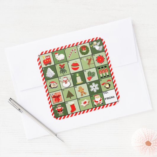 Creatieve kerstlabels vierkante sticker (Envelop)