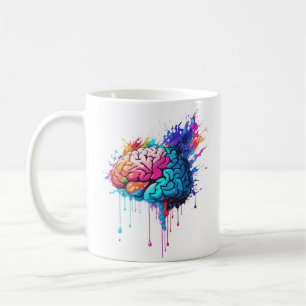 Creatieve kleurrijke Brain Splash Artwork Koffiemok