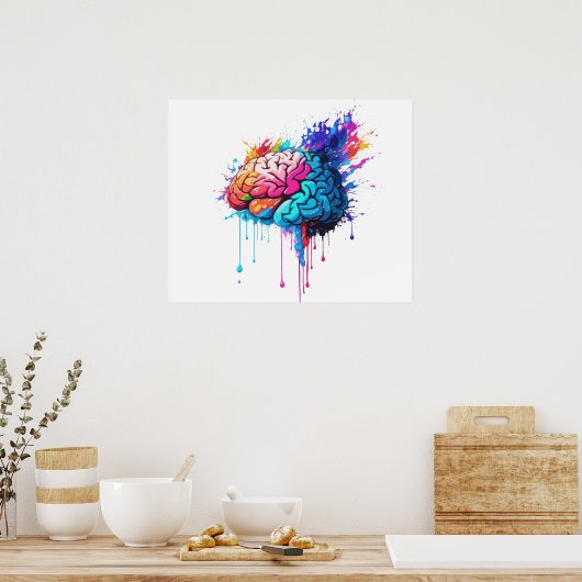 Creatieve kleurrijke Brain Splash Artwork Poster (Keuken)