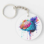 Creatieve kleurrijke Brain Splash Artwork Sleutelhanger (Voorkant)