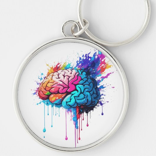 Creatieve kleurrijke Brain Splash Artwork Sleutelhanger (Voorkant)