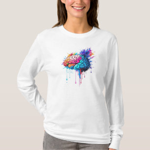 Creatieve kleurrijke Brain Splash Artwork T-shirt