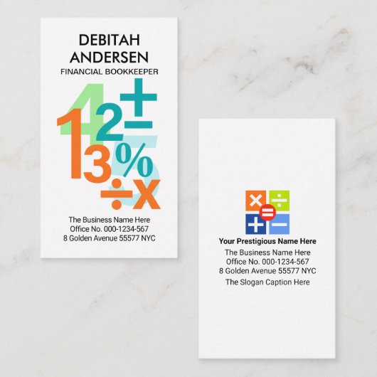 Creatieve kleurrijke financiële nummers visitekaartje (Voorkant / Achterkant)