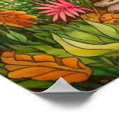 Creatieve kleurrijke grillige paddenstoelenwoning poster (Hoek)