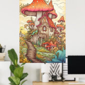 Creatieve kleurrijke psychedelische paddenstoelkun poster (Thuiskantoor)