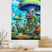 Creatieve kleurrijke psychedelische paddenstoelkun poster (Keuken)