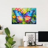 Creatieve Kleurrijke Vlinder Collage Poster (Thuiskantoor)