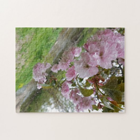 Creatieve lichtroze boom bloem legpuzzel (Horizontaal)