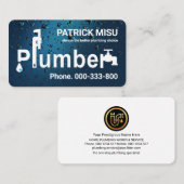 Creatieve loodgieter bewegwijzering in blauwe wate visitekaartje (Voorkant / Achterkant)