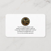 Creatieve loodgieter bewegwijzering in blauwe wate visitekaartje (Achterkant)