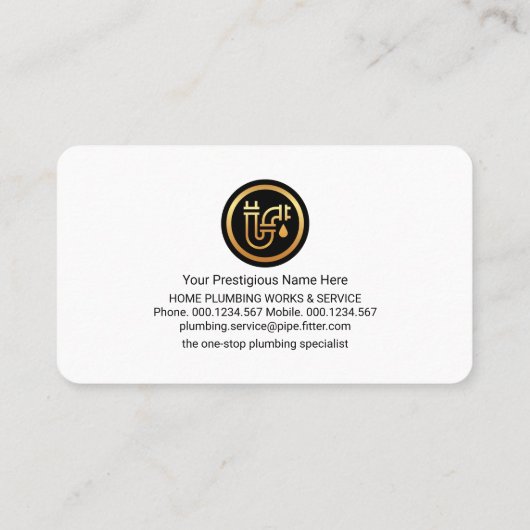 Creatieve loodgieter bewegwijzering in blauwe wate visitekaartje (Achterkant)