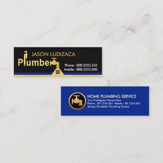 Creatieve loodgieter stromend water mini visitekaartje (Voorkant / Achterkant)