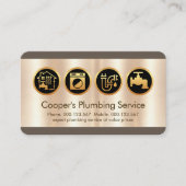 Creatieve loodgieterspictogrammen op metaal visitekaartje (Voorkant)
