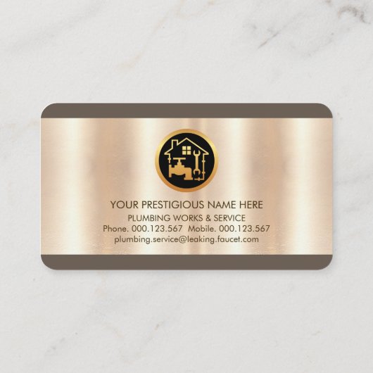 Creatieve loodgieterspictogrammen op metaal visitekaartje (Achterkant)