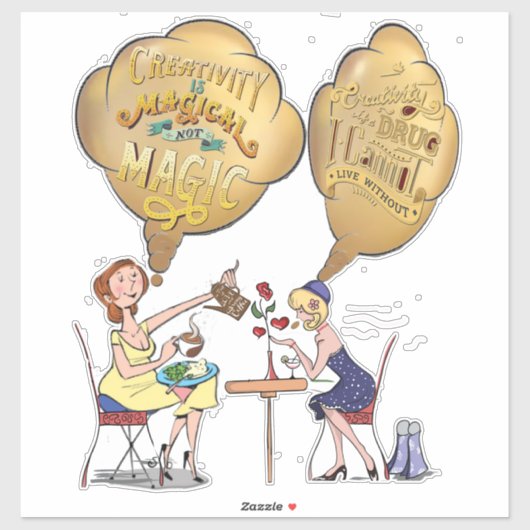 Creatieve Magische Pauze tijd met vrienden Sticker (Vel)