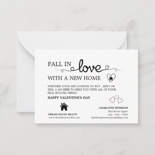 Creatieve makelaar promotie Valentijnsdag Notitiekaartje (Voorkant)