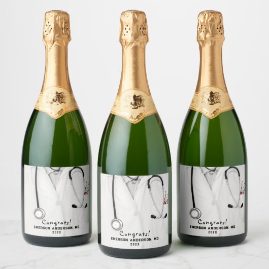 Creatieve medische school afstuderen sparkling wijnetiket (Flessen)