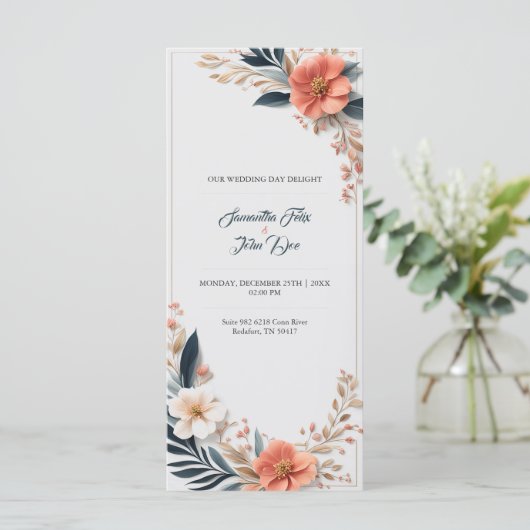 Creatieve minimalistische huwelijksuitnodiging Kaa (Staand voorkant)