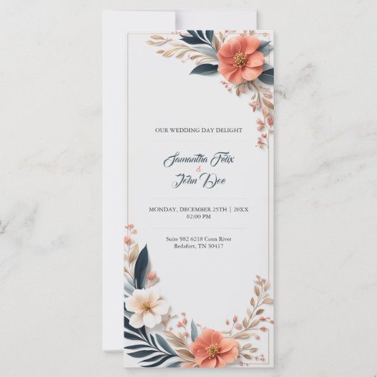 Creatieve minimalistische huwelijksuitnodiging Kaa (Voorkant)