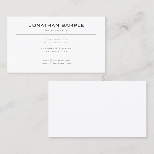 Creatieve Moderne Gladde Duidelijke Witte Trendy Visitekaartje (Voorkant / Achterkant)