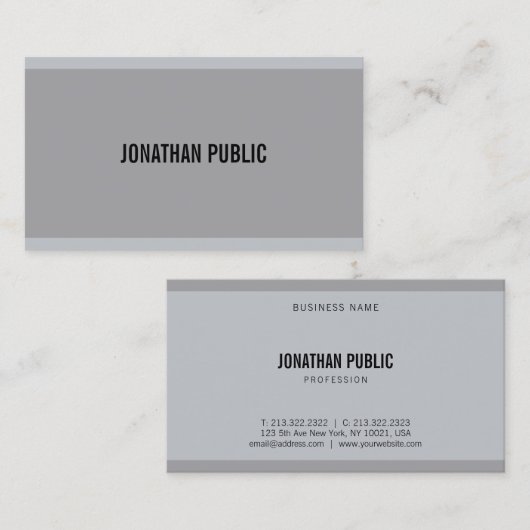 Creatieve moderne grijze legante eenvoudige Sjablo Visitekaartje (Voorkant / Achterkant)
