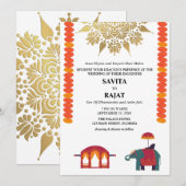 Creatieve moderne Indiase bruiloft Kaart (Voorkant / Achterkant)