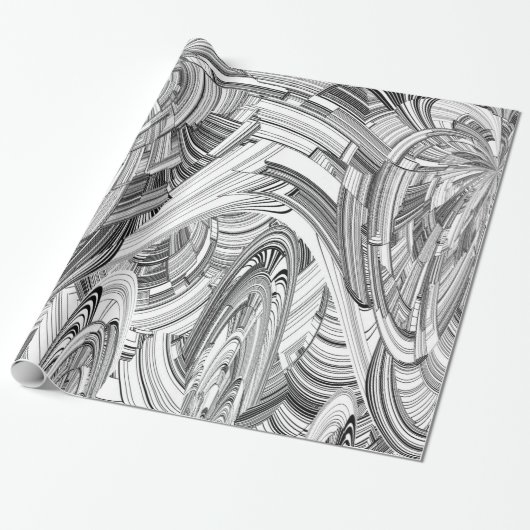 Creatieve moderne kunst zwart en wit cadeaupapier (Uitgerold)