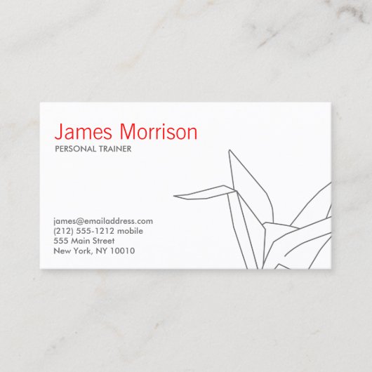 Creatieve Moderne Origami Crane Visitekaartje (Voorkant)