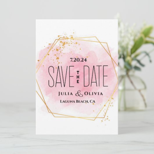Creatieve Moderne Waterverf sparen de Datum Save The Date (Staand voorkant)