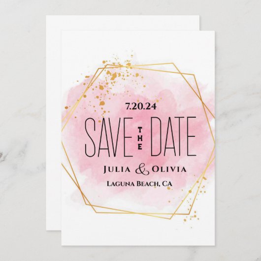 Creatieve Moderne Waterverf sparen de Datum Save The Date (Voorkant / Achterkant)