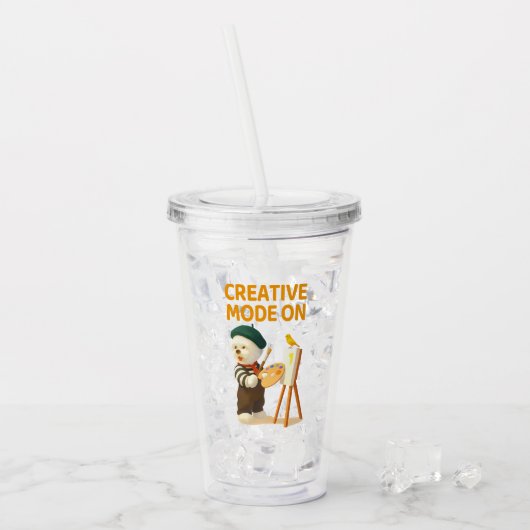 Creatieve modus aan: schilder Bichon-hond kunstena Acryl Drinkbeker (Voorkant ijs)