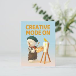 Creatieve modus aan: schilder Bichon-hond kunstena Briefkaart