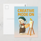 Creatieve modus aan: schilder Bichon-hond kunstena Briefkaart (Voorkant / Achterkant)