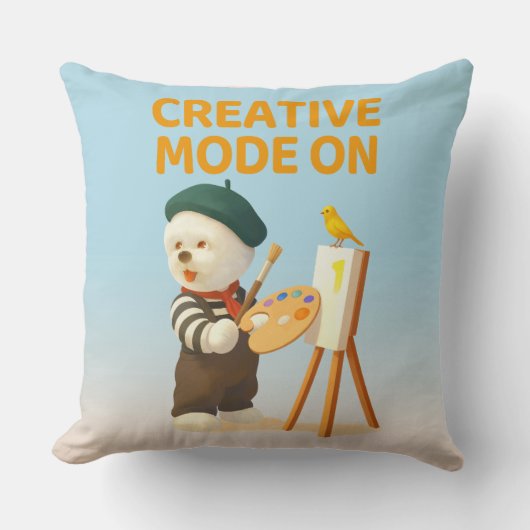 Creatieve modus aan: Schilder Bichon Hond Kunstena Kussen (Voorkant)