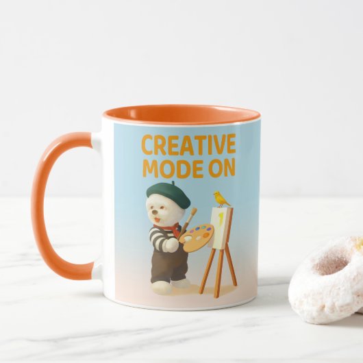 Creatieve modus aan: Schilder Bichon-hond Kunstena Mok (Met donut)