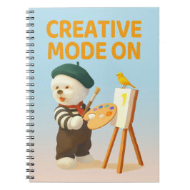 Creatieve modus aan: schilder Bichon-hond kunstena Notitieboek