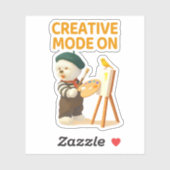 Creatieve modus aan: schilder Bichon-hond kunstena Sticker (Vel)