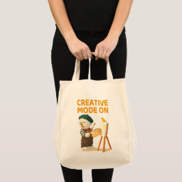 Creatieve modus aan: Schilder Bichon-hond Kunstena Tote Bag