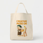 Creatieve modus aan: Schilder Bichon-hond Kunstena Tote Bag (Voorkant)