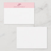 Creatieve Monogrammed Blush Roze Minimalistische T Notitiekaartje (Voorkant / Achterkant)