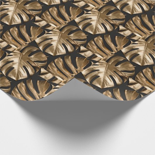 Creatieve monstera bladeren, zwarte achtergrond. cadeaupapier (Hoek)