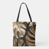 Creatieve monstera bladeren, zwarte achtergrond. tote bag (Achterkant)